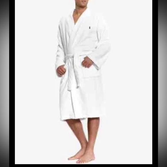Polo Ralph Lauren Other - POLO RALPH LAUREN Men's Plush Cotton Velour Kimono Robe White L/XL EUC